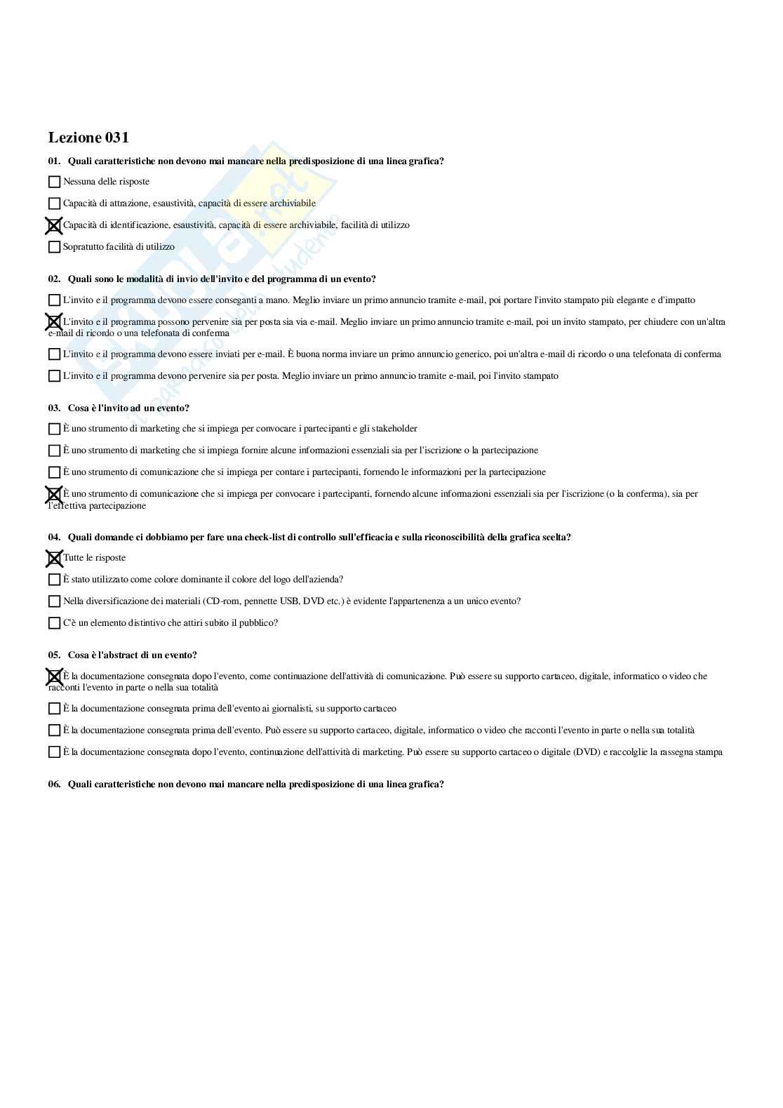 Paniere Organizzazione di eventi e ufficio stampa - Risposte multiple - aggiornato (2026) Pag. 36