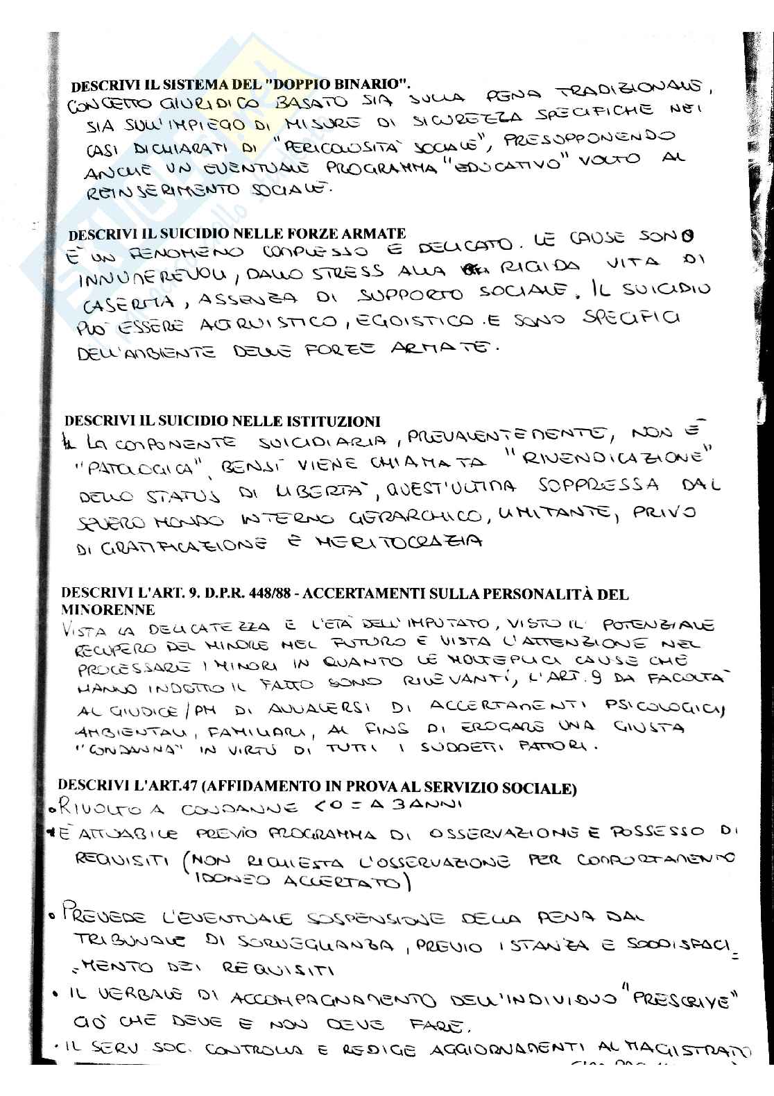 Paniere svolto in ordine alfabetico delle domande aperte di Psicopatologia forense e Profiling Pag. 11