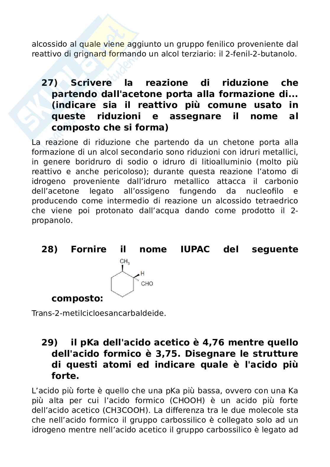 Domande aperte del Paniere di Chimica generale e organica - modulo 2 Pag. 11