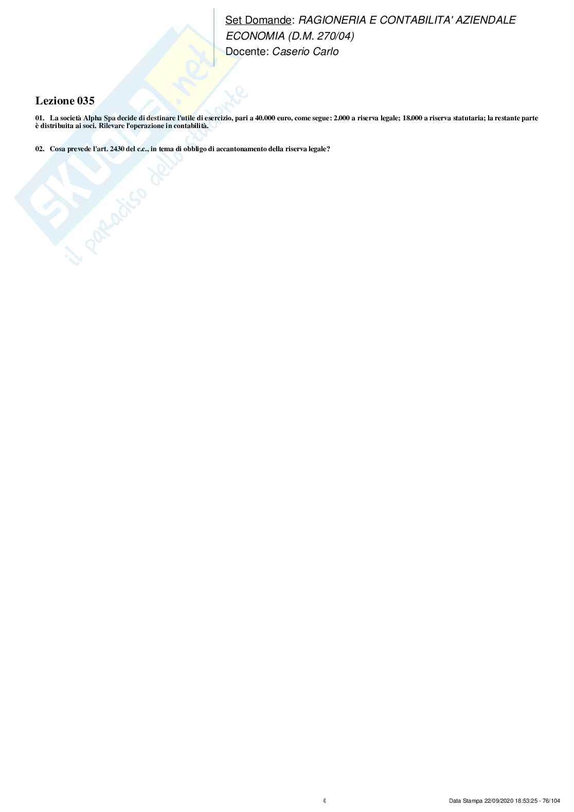 Soluzioni crocette Ragioneria e contabilità aziendale  Pag. 76
