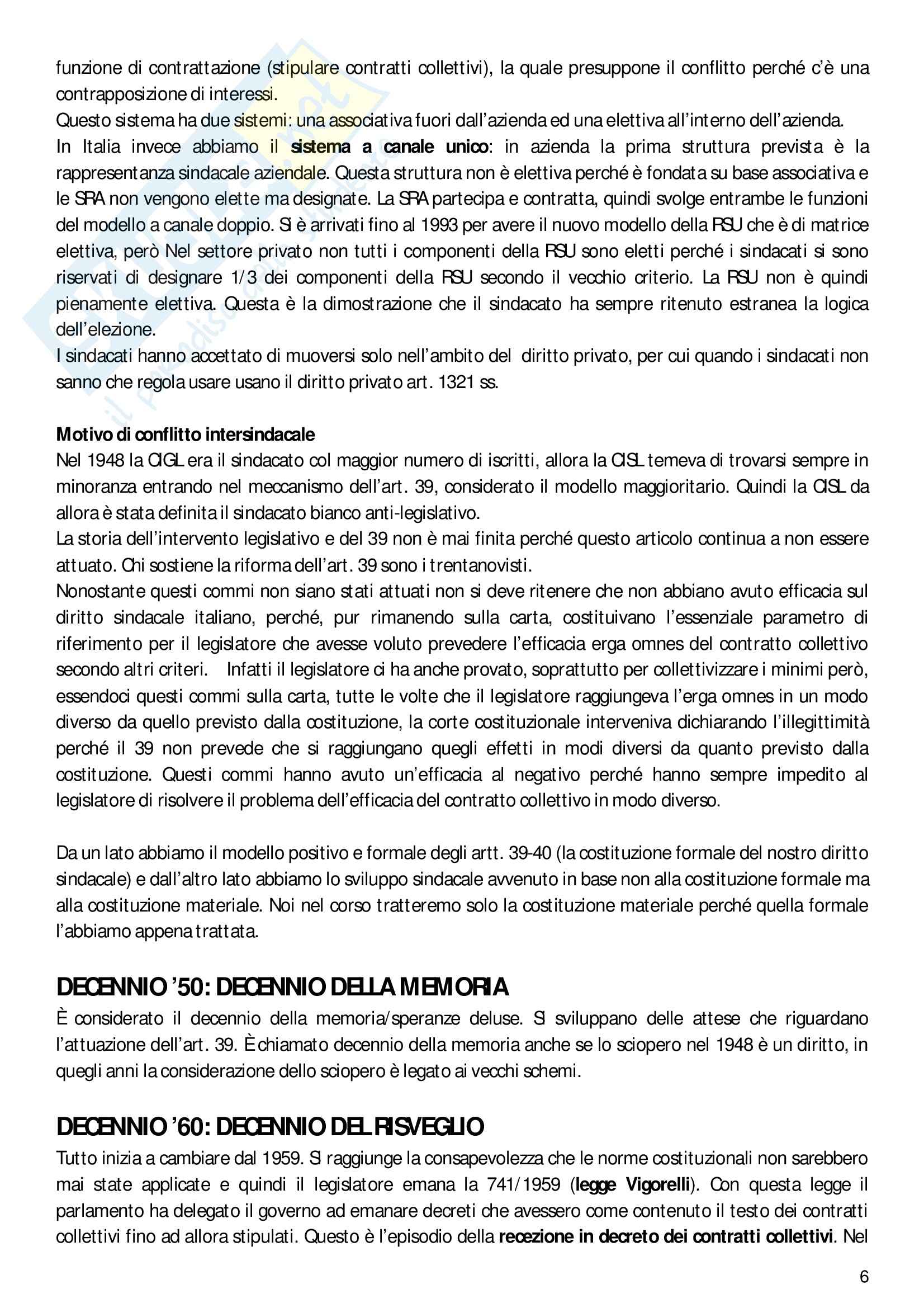Diritto del lavoro (parte di diritto sindacale) Pag. 6