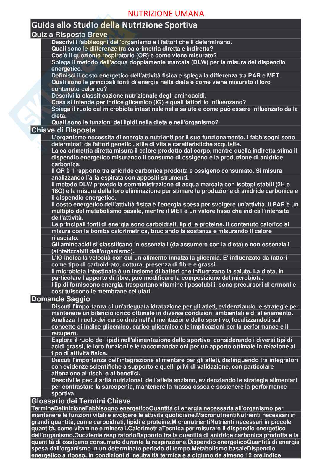 Appunti per esame di Nutrizione  Pag. 1