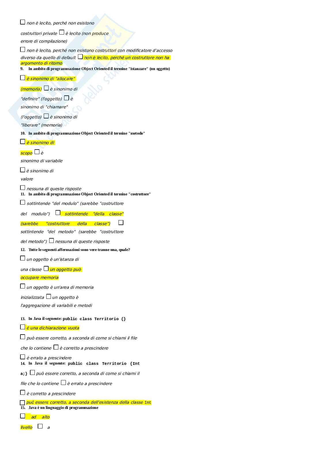 Linguaggi di programmazione - Risposte Pag. 2