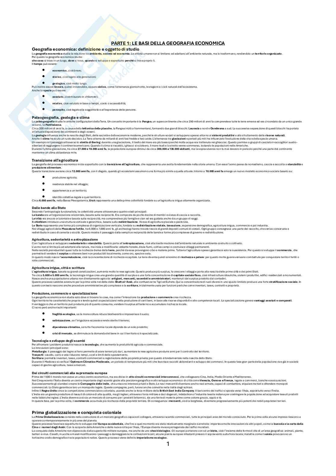 Geografia economica - Appunti riscritti Pag. 1