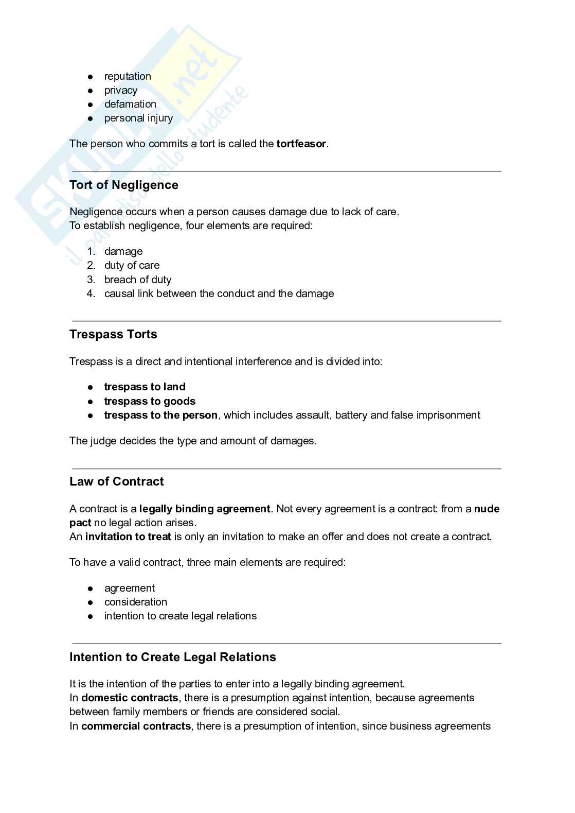 Riassunto esame Legal english, Prof. Burgio Alberto, libro consigliato Legal english, Villata Pag. 2