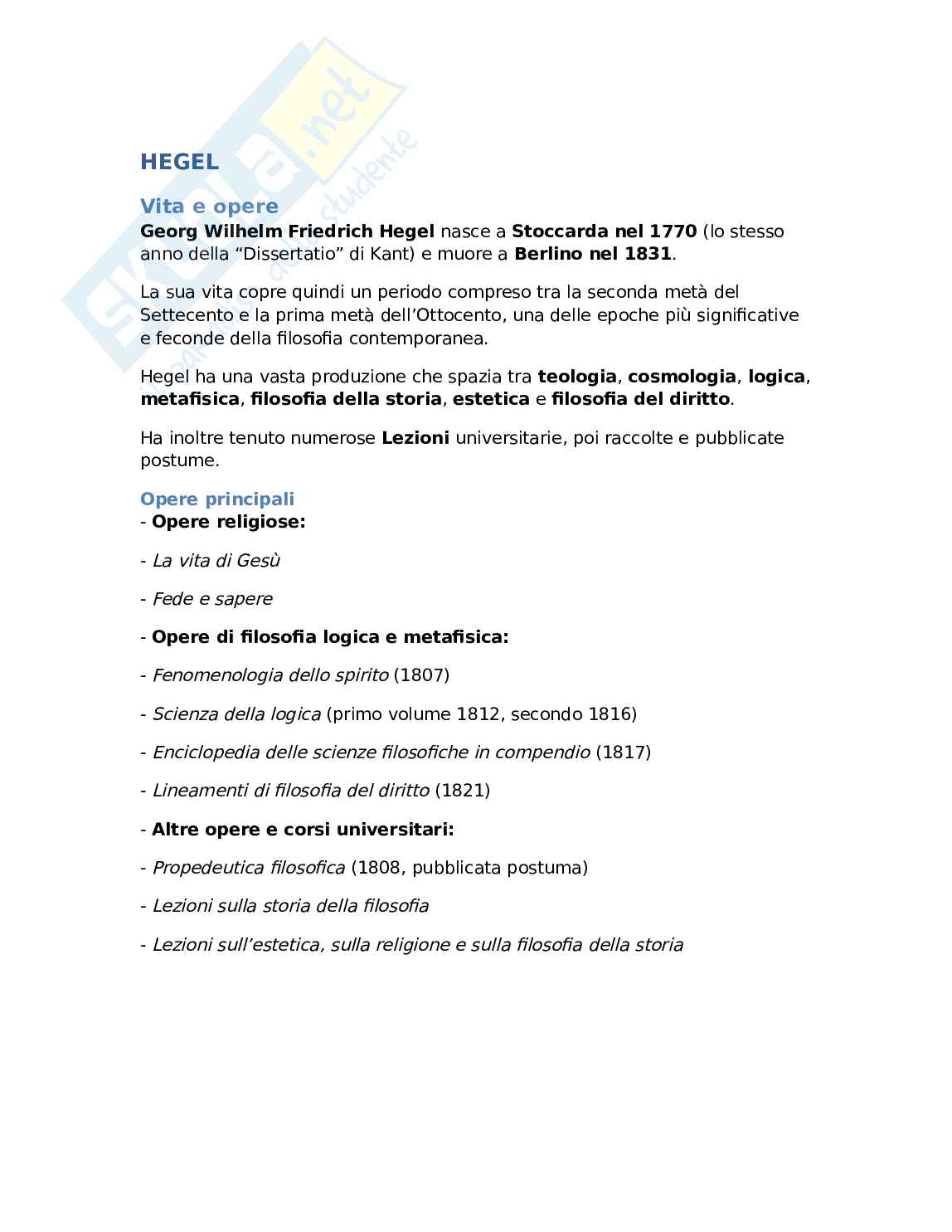 Hegel e l'idealismo tedesco: il sistema, l'eticità e lo spirito assoluto Pag. 2