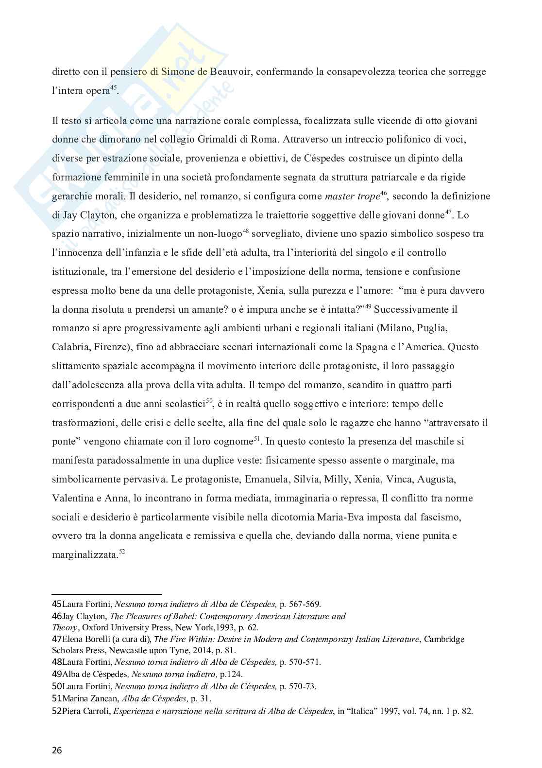 Alba de Céspedes e Annie Ernaux: la costruzione dell’identità femminile in rapporto all’incontro con il maschile. Pag. 26