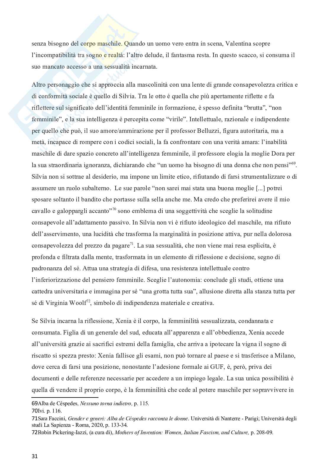 Alba de Céspedes e Annie Ernaux: la costruzione dell’identità femminile in rapporto all’incontro con il maschile. Pag. 31