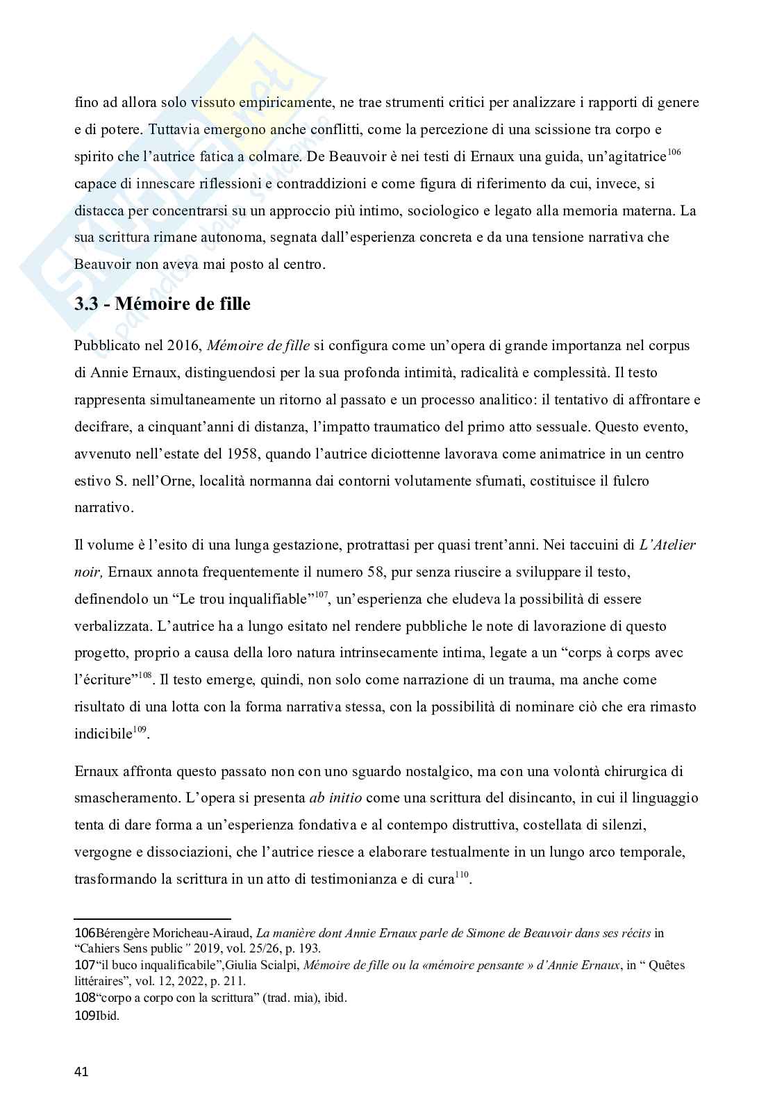 Alba de Céspedes e Annie Ernaux: la costruzione dell’identità femminile in rapporto all’incontro con il maschile. Pag. 41