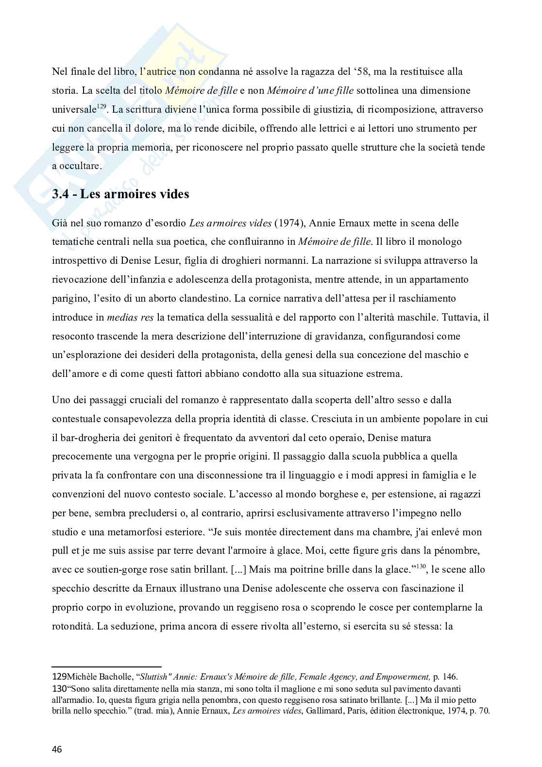 Alba de Céspedes e Annie Ernaux: la costruzione dell’identità femminile in rapporto all’incontro con il maschile. Pag. 46