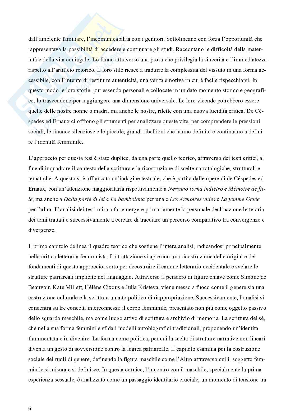 Alba de Céspedes e Annie Ernaux: la costruzione dell’identità femminile in rapporto all’incontro con il maschile. Pag. 6
