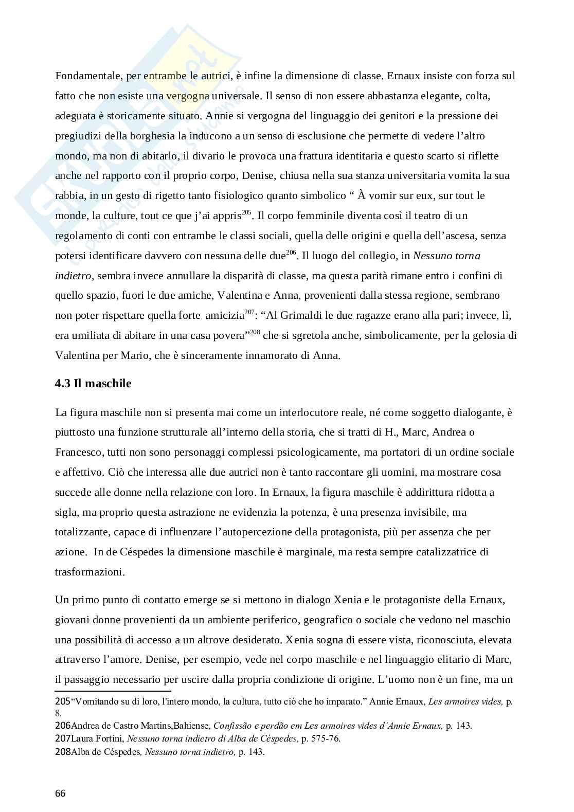 Alba de Céspedes e Annie Ernaux: la costruzione dell’identità femminile in rapporto all’incontro con il maschile. Pag. 66