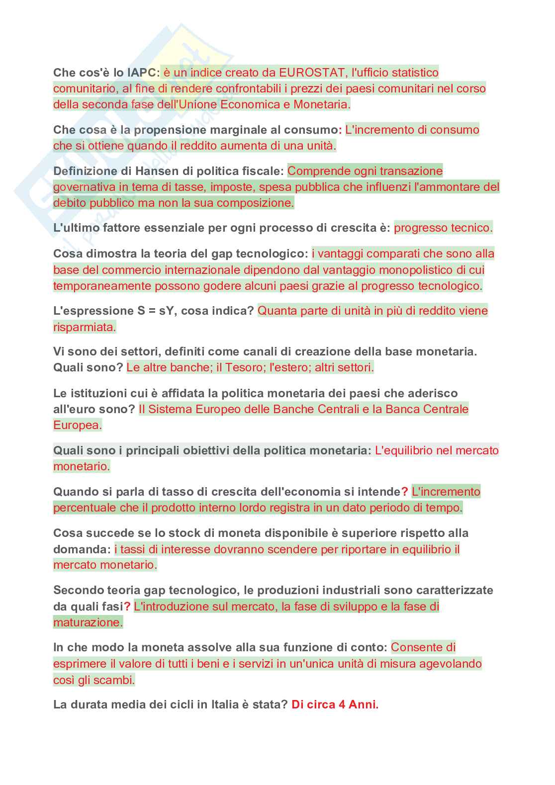 Paniere test domande e risposte esame Economia politica Pag. 36