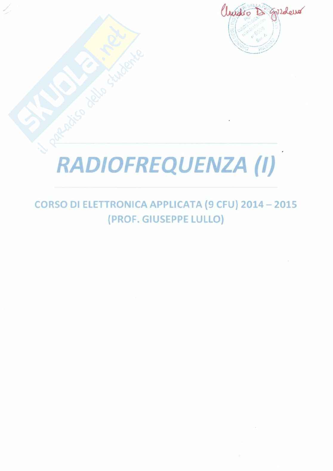 Appunti di Elettronica applicata - Parte di radiofrequenza  Pag. 1
