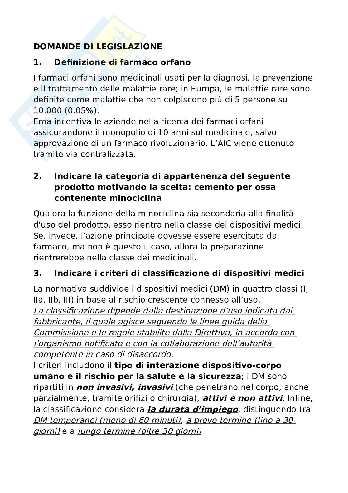 Risposte domande aperte di Tecnologia e legislazione 2 Pag. 1