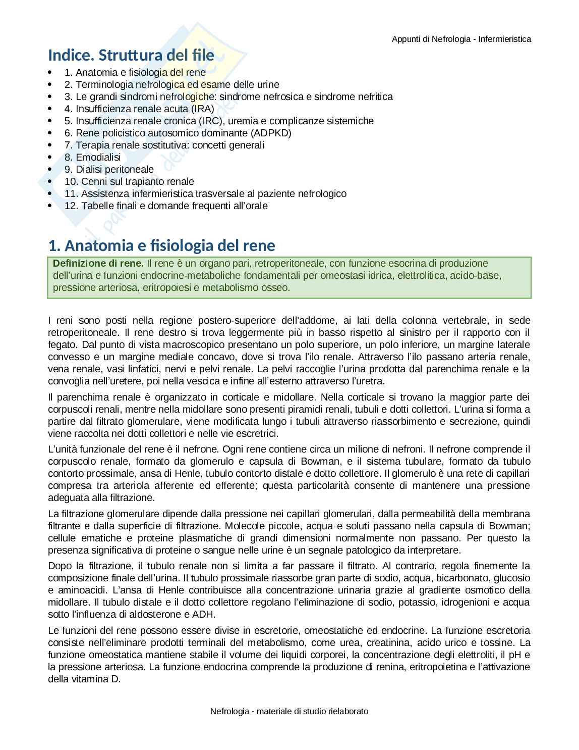 Nefrologia: appunti completi per Infermieristica con domande d’esame Pag. 2