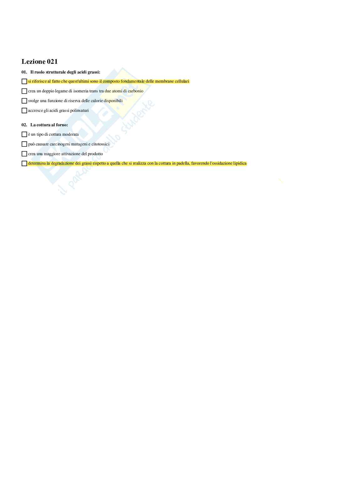 Paniere Alimentazione per il benessere e l'attività fisica agg. (2026) - Risposte multiple corrette Pag. 21
