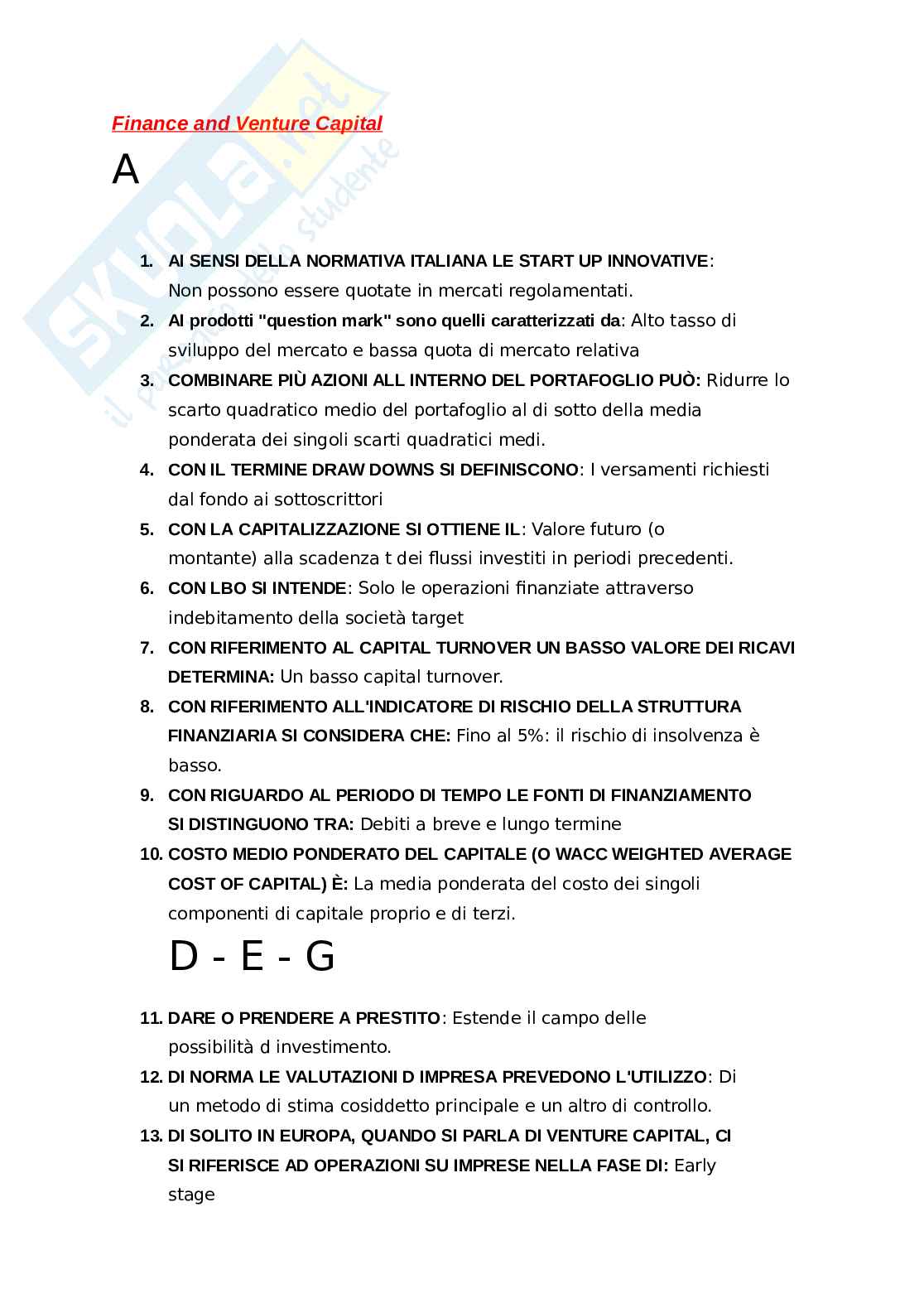 Finance and venture capital  Pag. 2