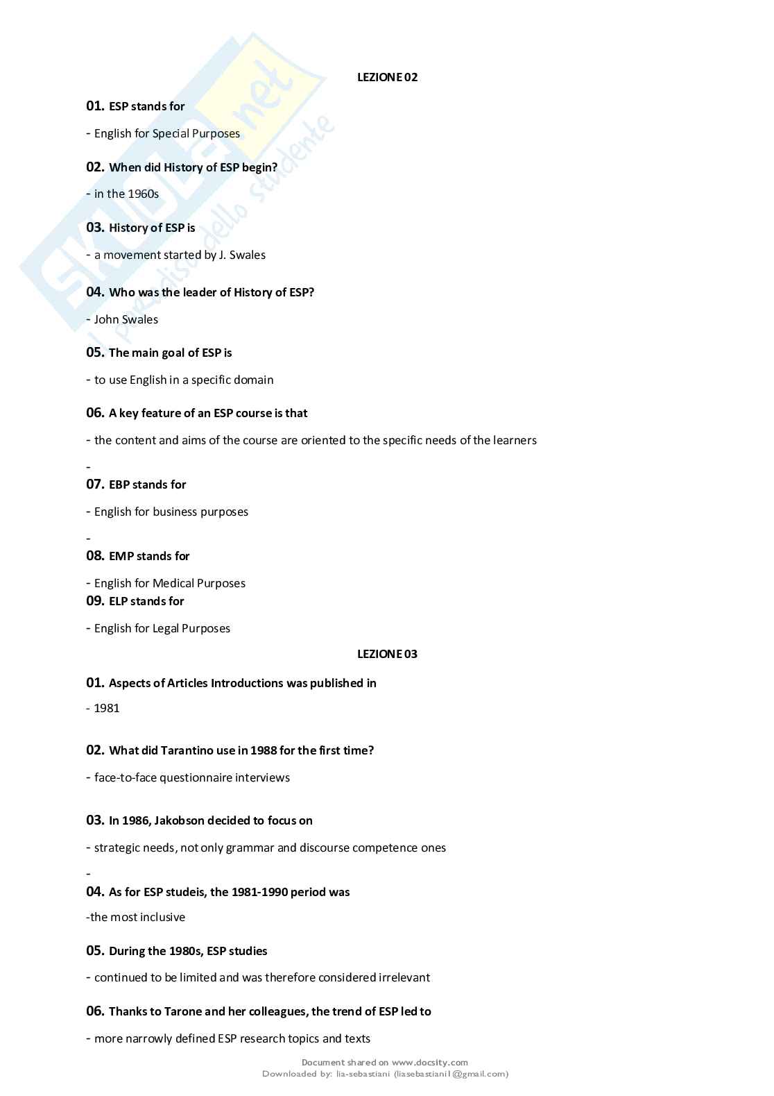 Risposte esame scritto Traduzione inglese 5 Pag. 1
