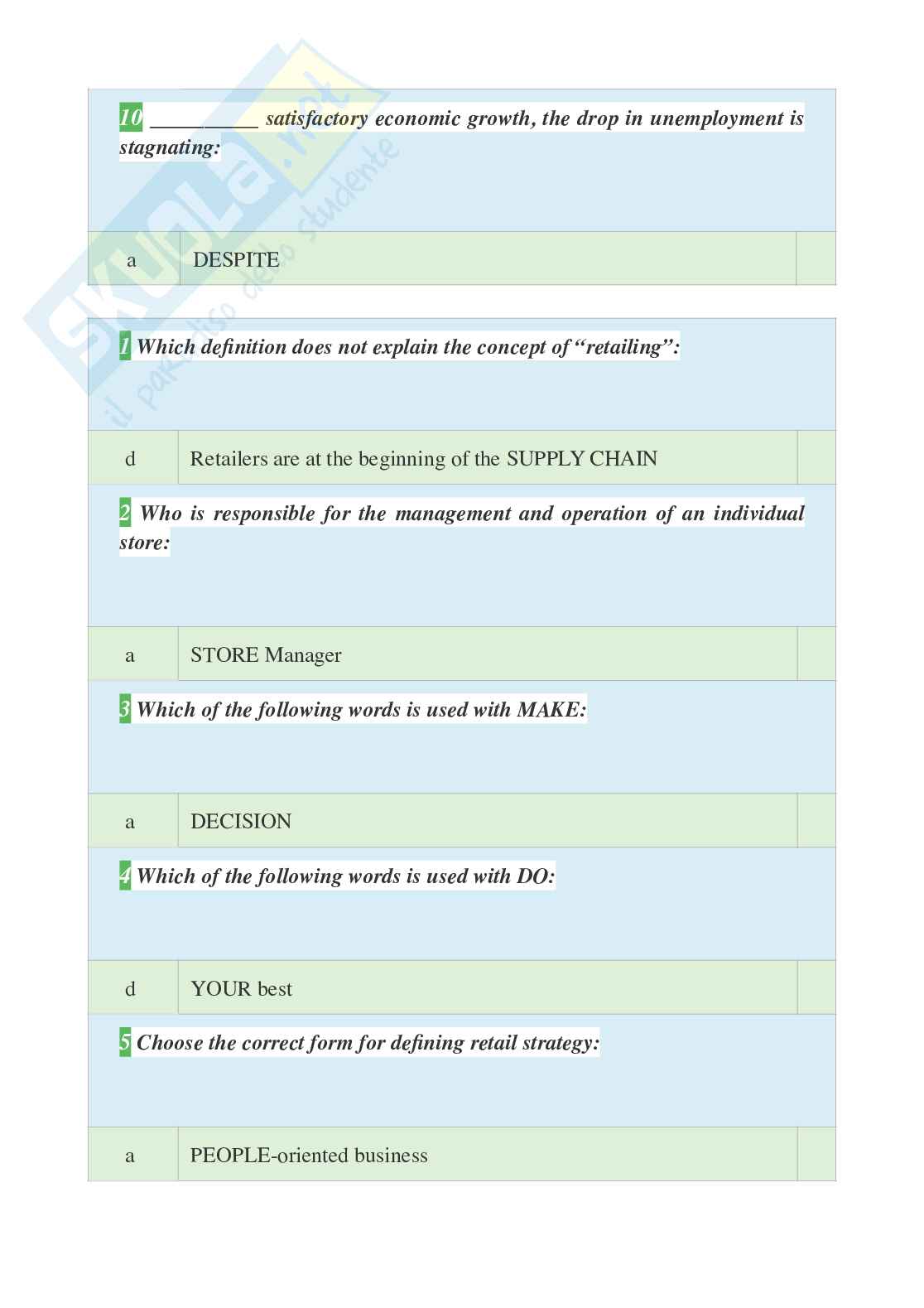 Tutte le 500 domande e risposte esame di Lingua Inglese - aggiornate a Novembre 2022 - 30 Pagine Pag. 21