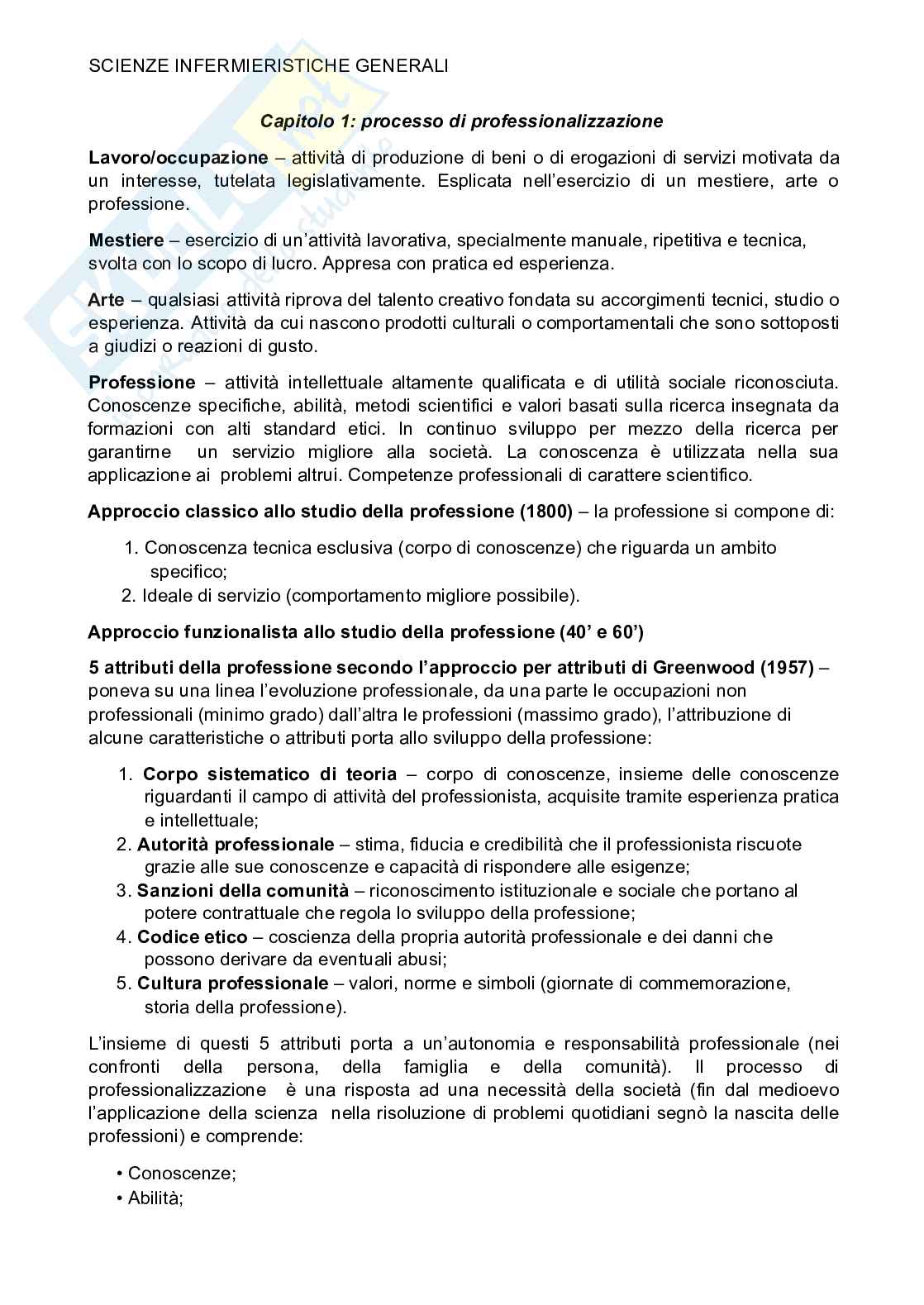 Scienze infermieristiche generali  Pag. 1