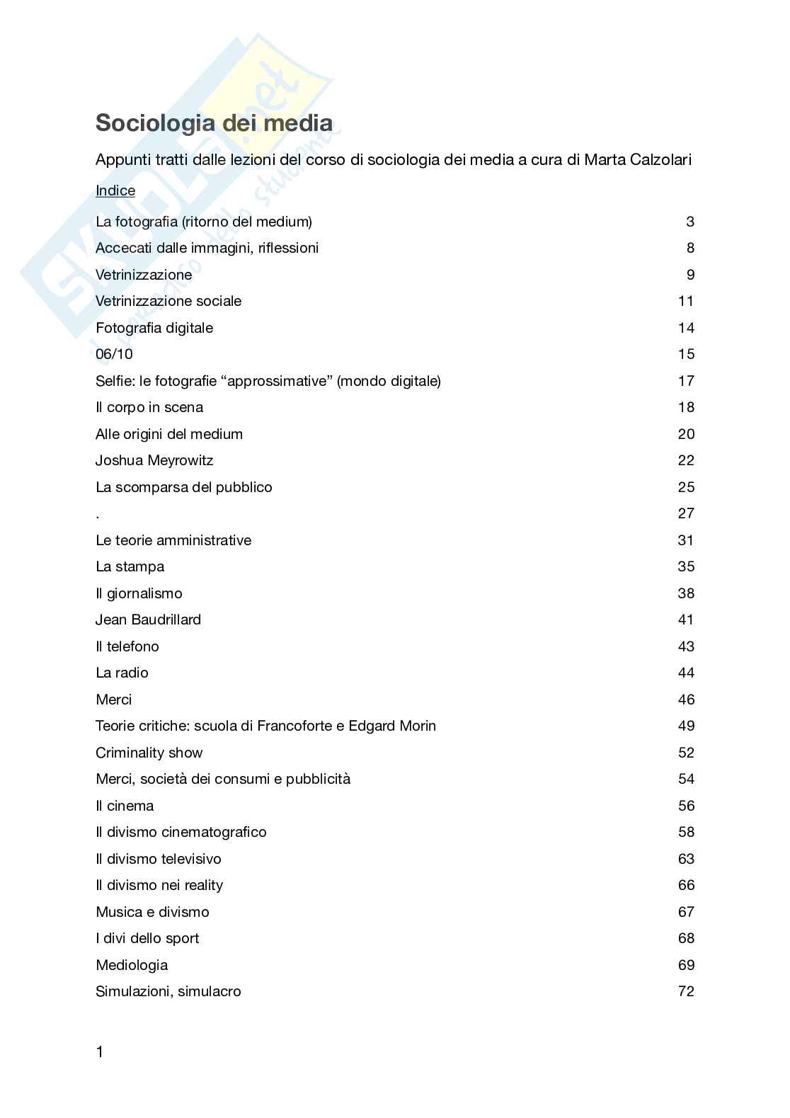 Appunti Sociologia dei media Pag. 1