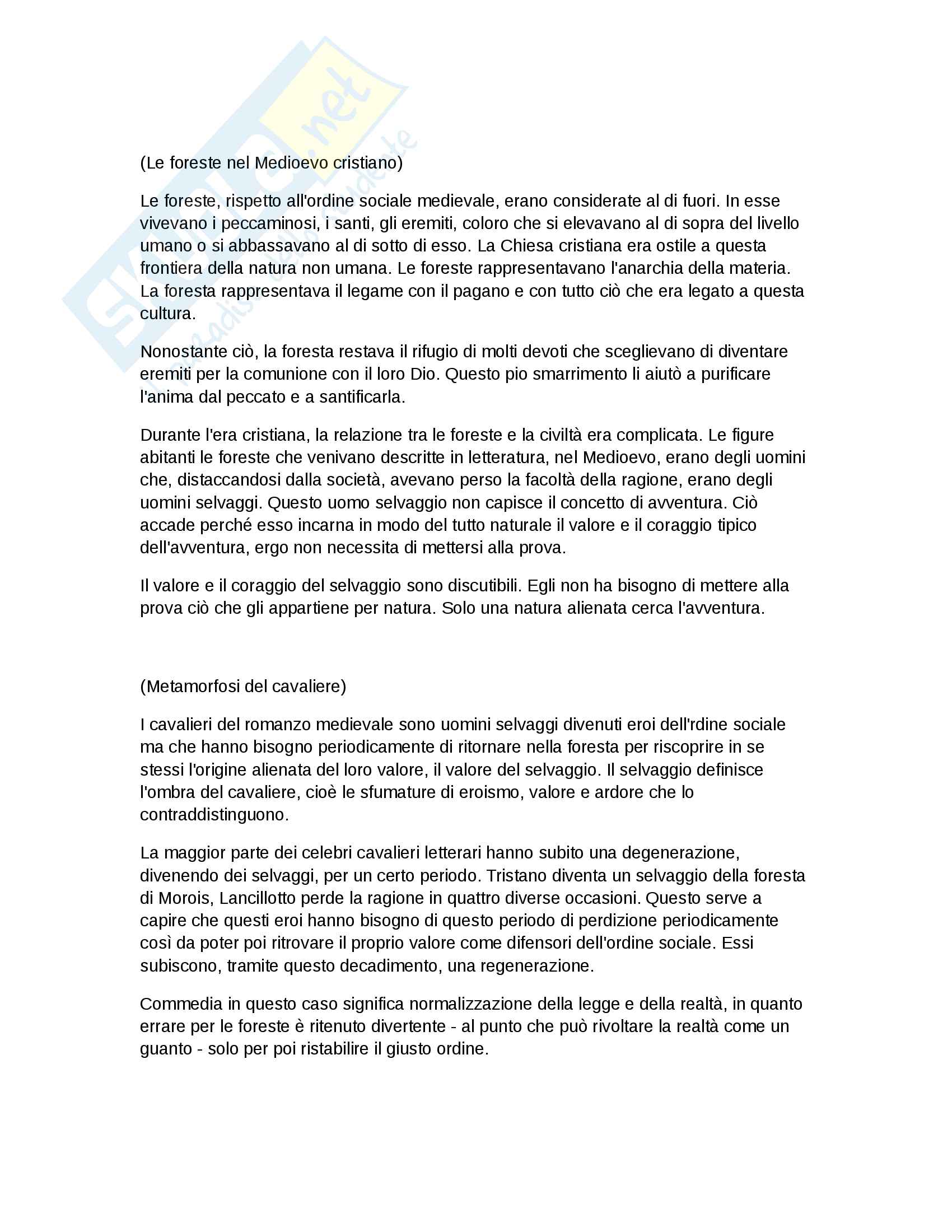 Riassunto esame Letteratura Italiana, prof. Baffetti Giovanni, libro consigliato Foreste. L'ombra della civiltà, Harrison Pag. 1