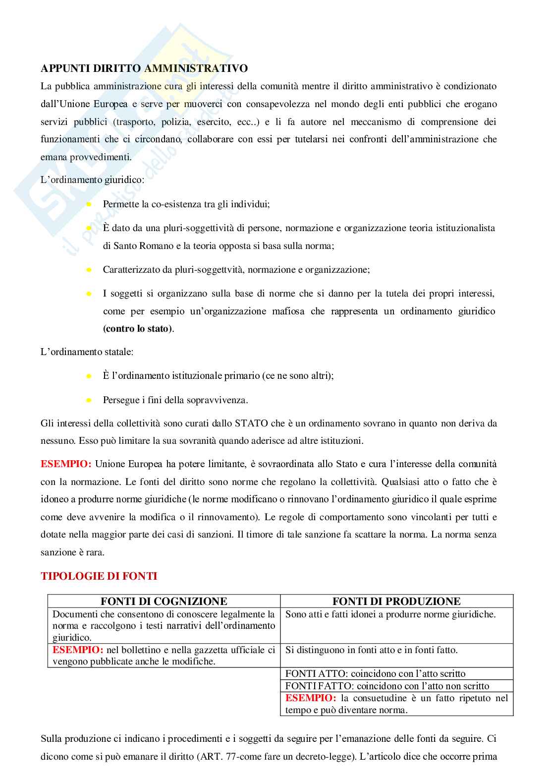 Appunti lezioni di Diritto amministrativo Pag. 1