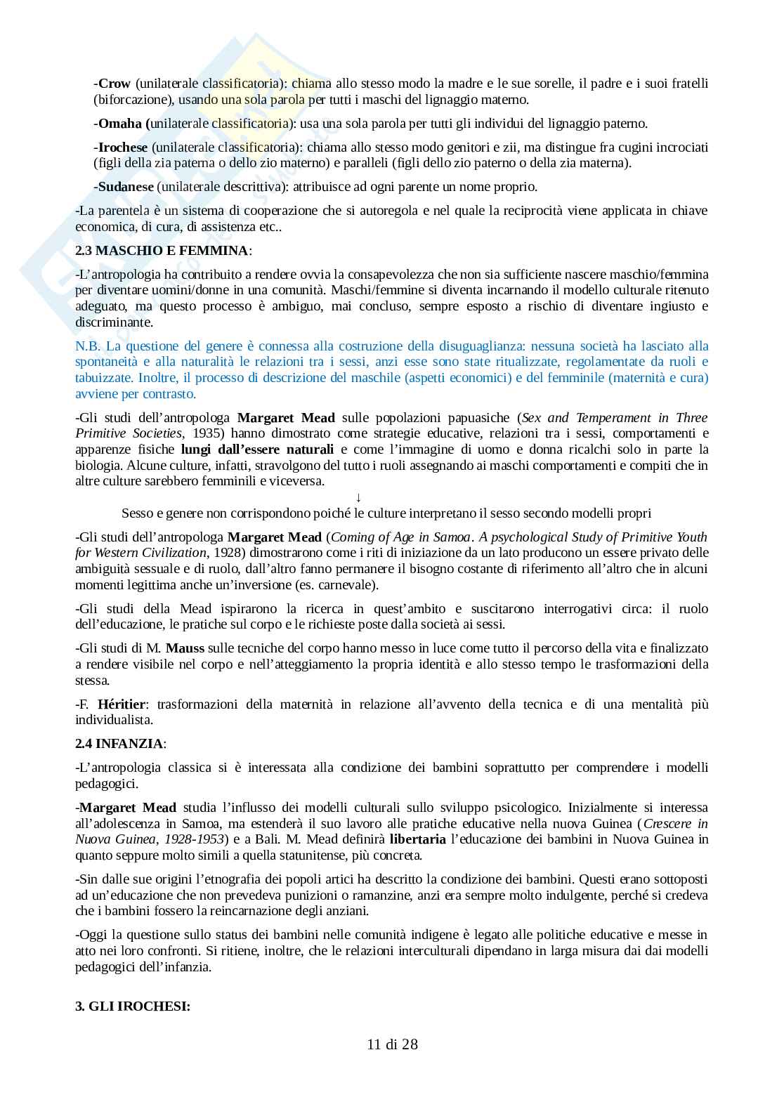 Riassunto esame Antropologia culturale ed Etnologia, prof. Casella, libro consigliato L’esperienza umana Introduzione all'antropologia culturale, Casella Pag. 11