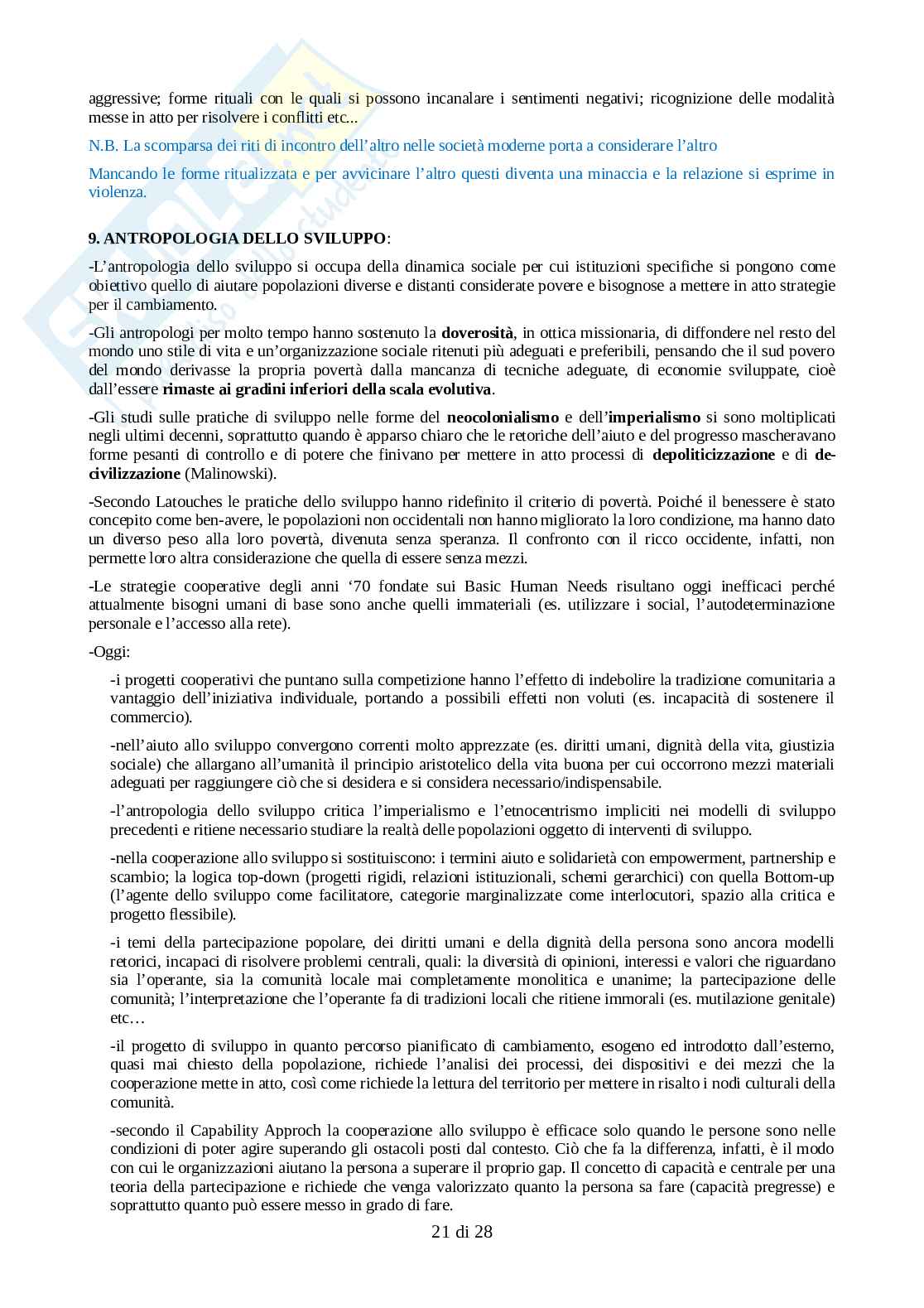 Riassunto esame Antropologia culturale ed Etnologia, prof. Casella, libro consigliato L’esperienza umana Introduzione all'antropologia culturale, Casella Pag. 21