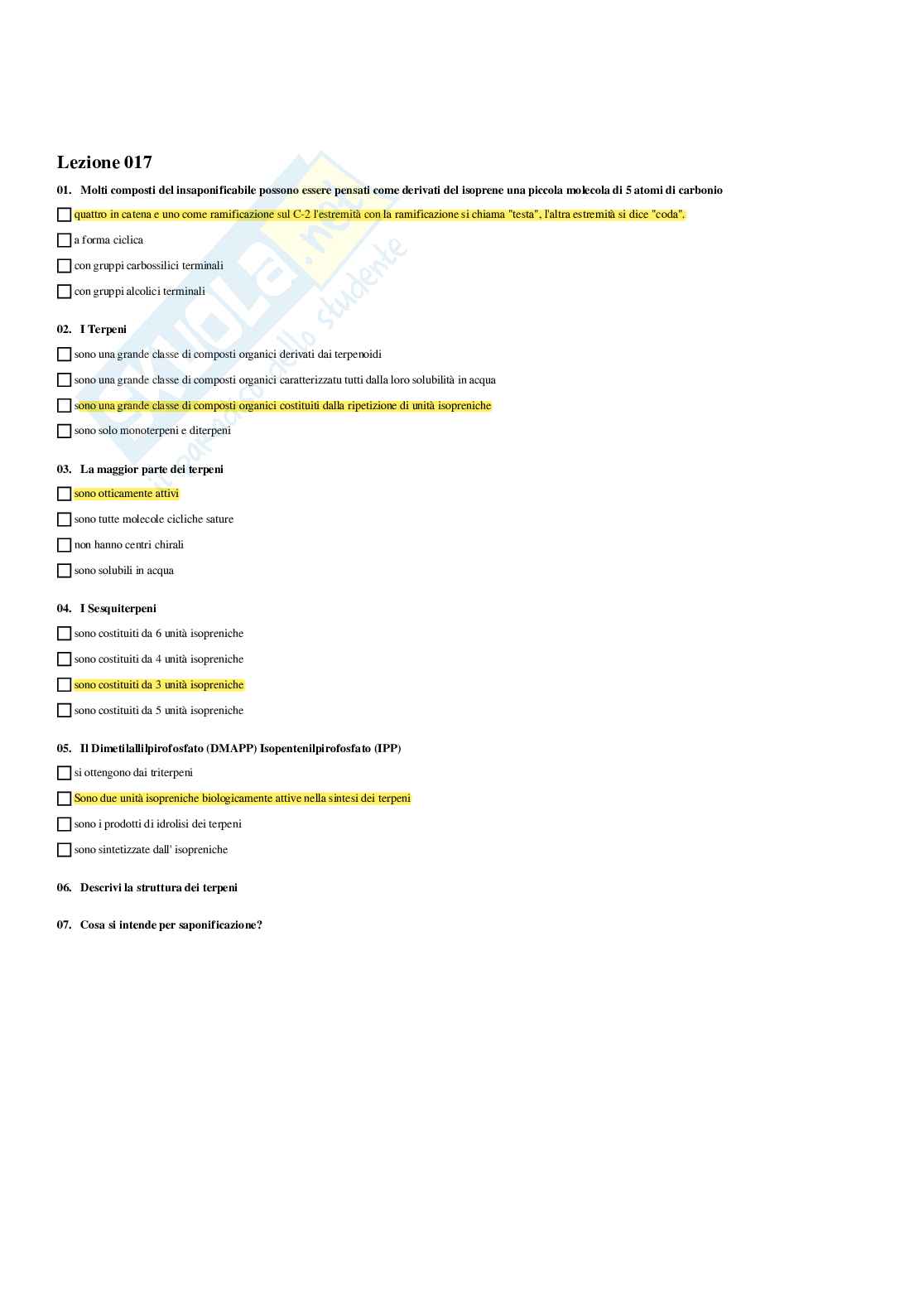 Paniere Chimica degli alimenti - Risposte multiple - aggiornato (2026) Pag. 41