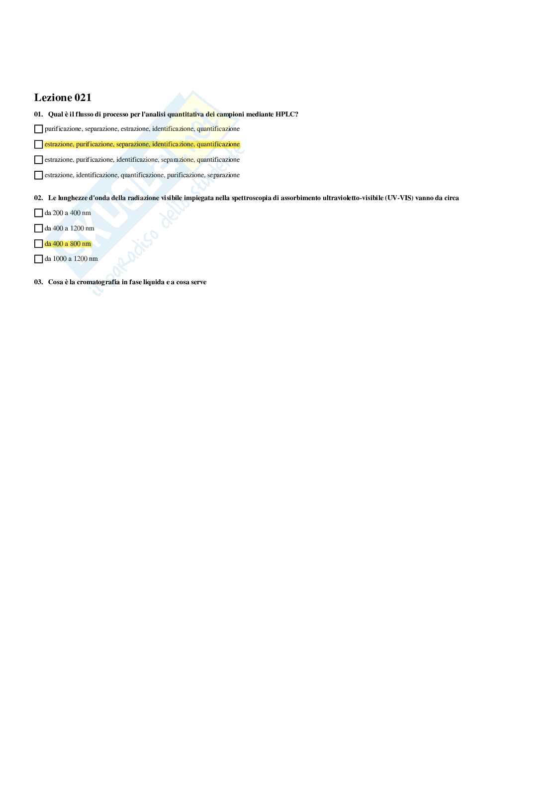 Paniere Chimica degli alimenti - Risposte multiple - aggiornato (2026) Pag. 46