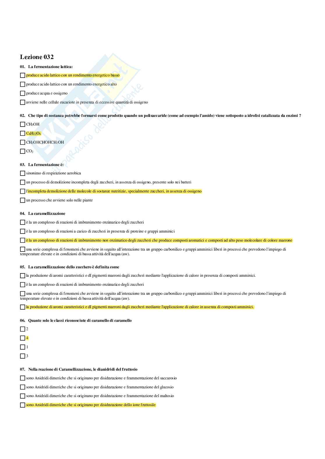 Paniere Chimica degli alimenti - Risposte multiple - aggiornato (2026) Pag. 66
