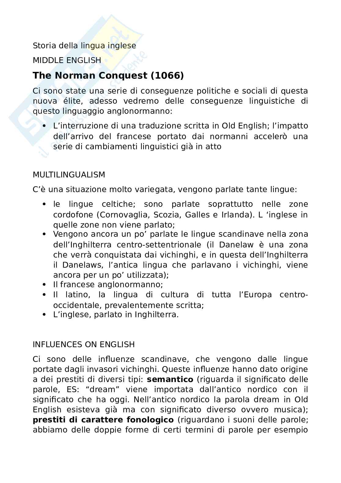Appunti di Storia della lingua e cultura inglese Pag. 1