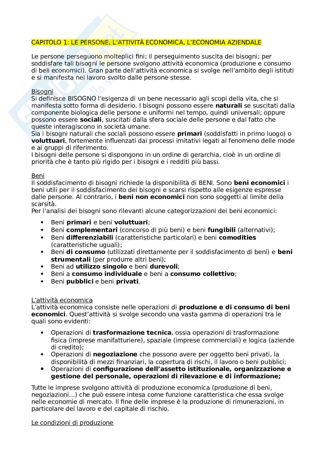 Economia aziendale - primo parziale Pag. 1