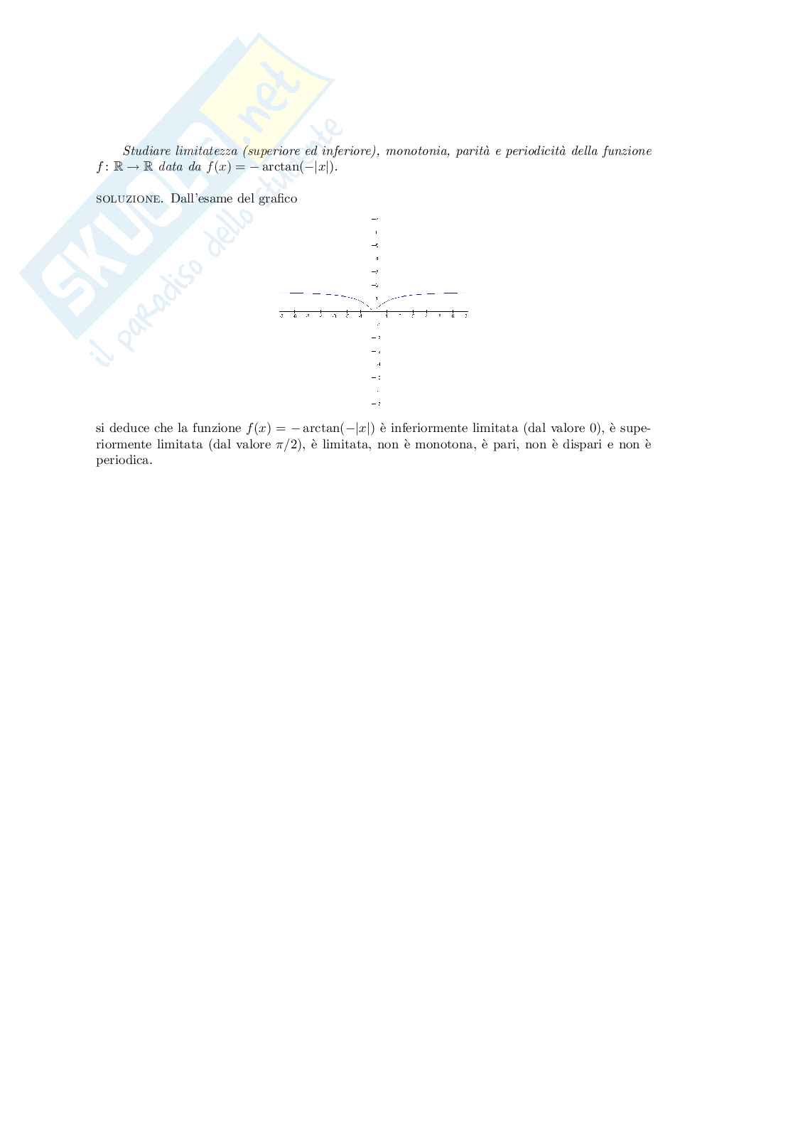 Studio di funzione:[math] f{{\left({x}\right)}}=- \arctan{{\left(-{\left|{x}\right|}\right)}}[/math] Pag. 1