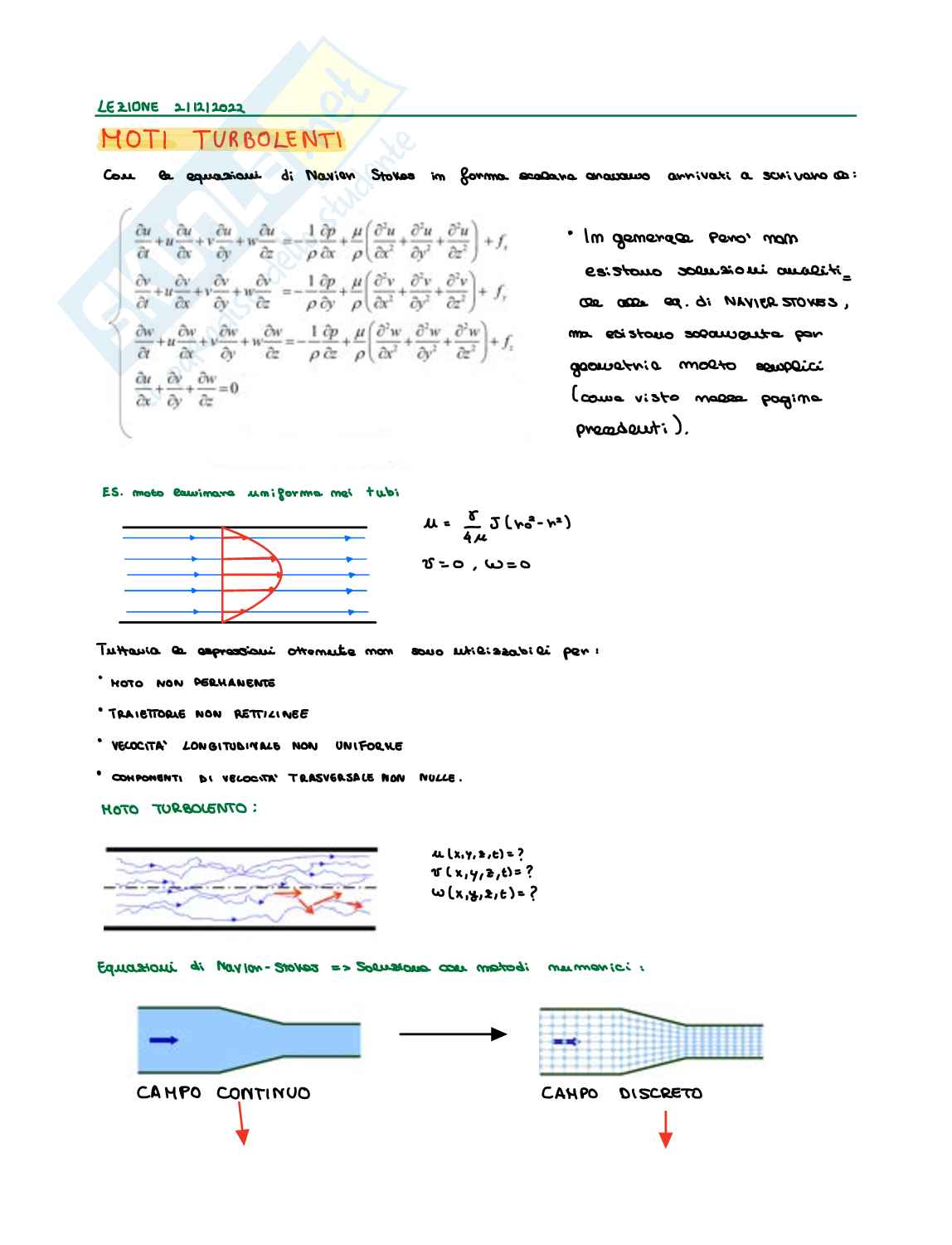 Appunti esame di meccanica dei fluidi, Parte 3 (dinamica dei fluidi viscosi, moti turbolenti, interazione fluido struttura) Pag. 16