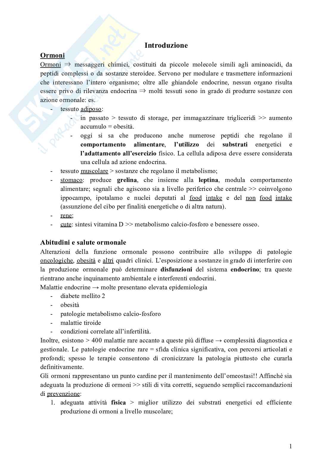 Schemi di Endocrinologia Pag. 1