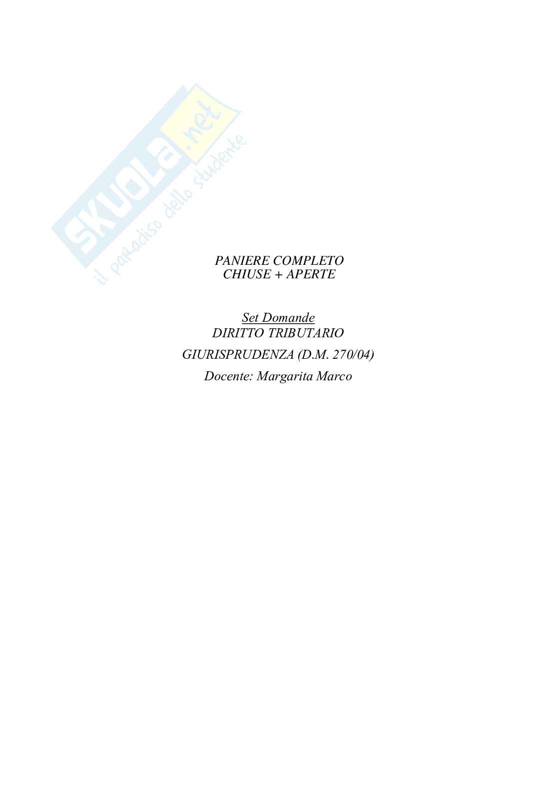 Domande e risposte chiuse + aperte Diritto tributario 2023-2024 Pag. 1