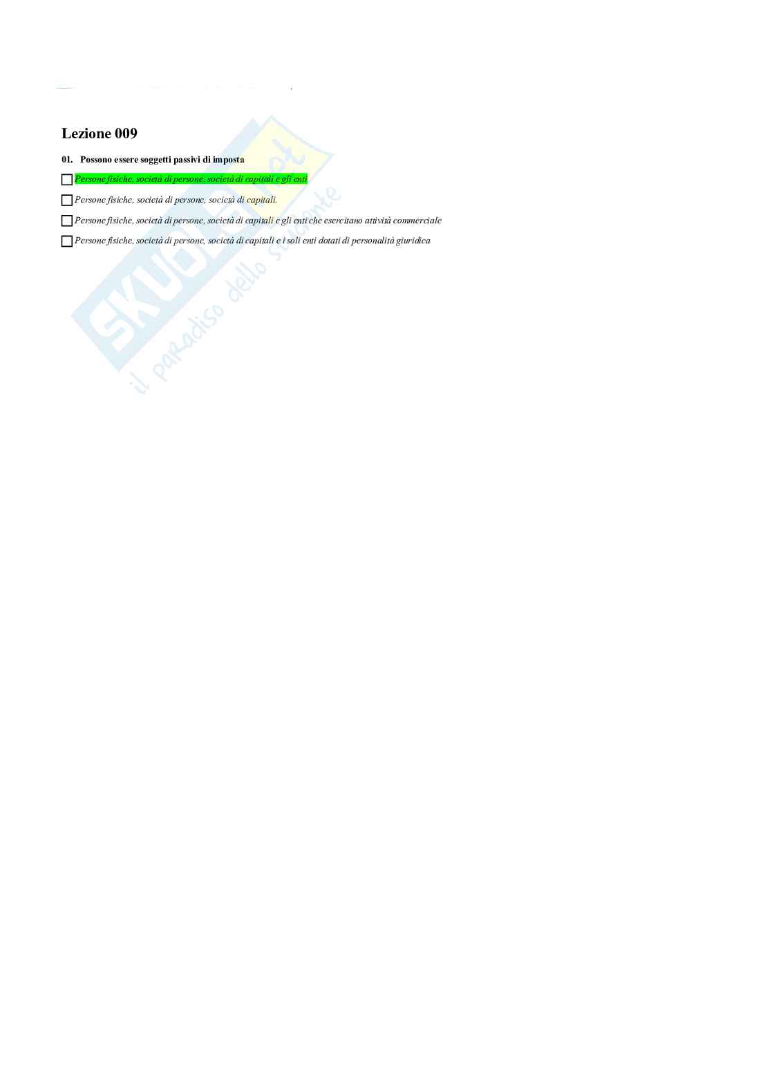 Domande e risposte chiuse + aperte Diritto tributario 2023-2024 Pag. 11