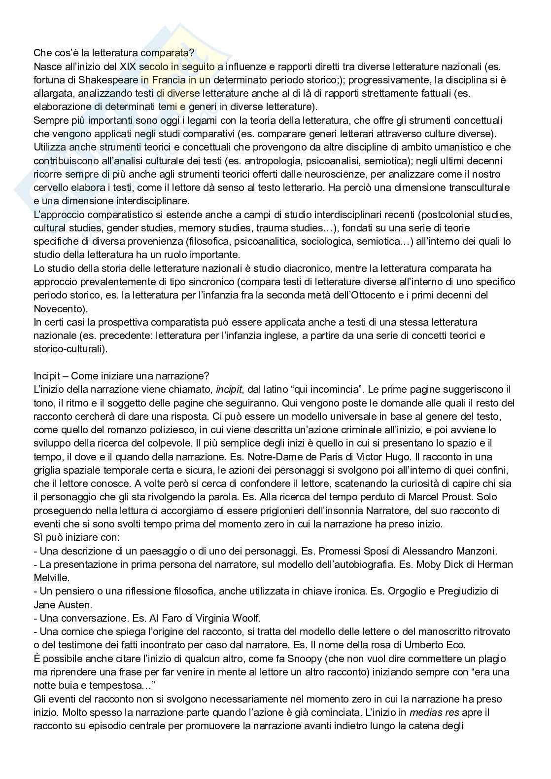 Riassunto esame Letterature comparate, Prof. Carmagnani Paola, libro consigliato Che cos’è la narrazione, Male a Est, Eva dalle sue rovine, Beloved, Bernardelli, Simionel, Devi, Morrison  Pag. 1