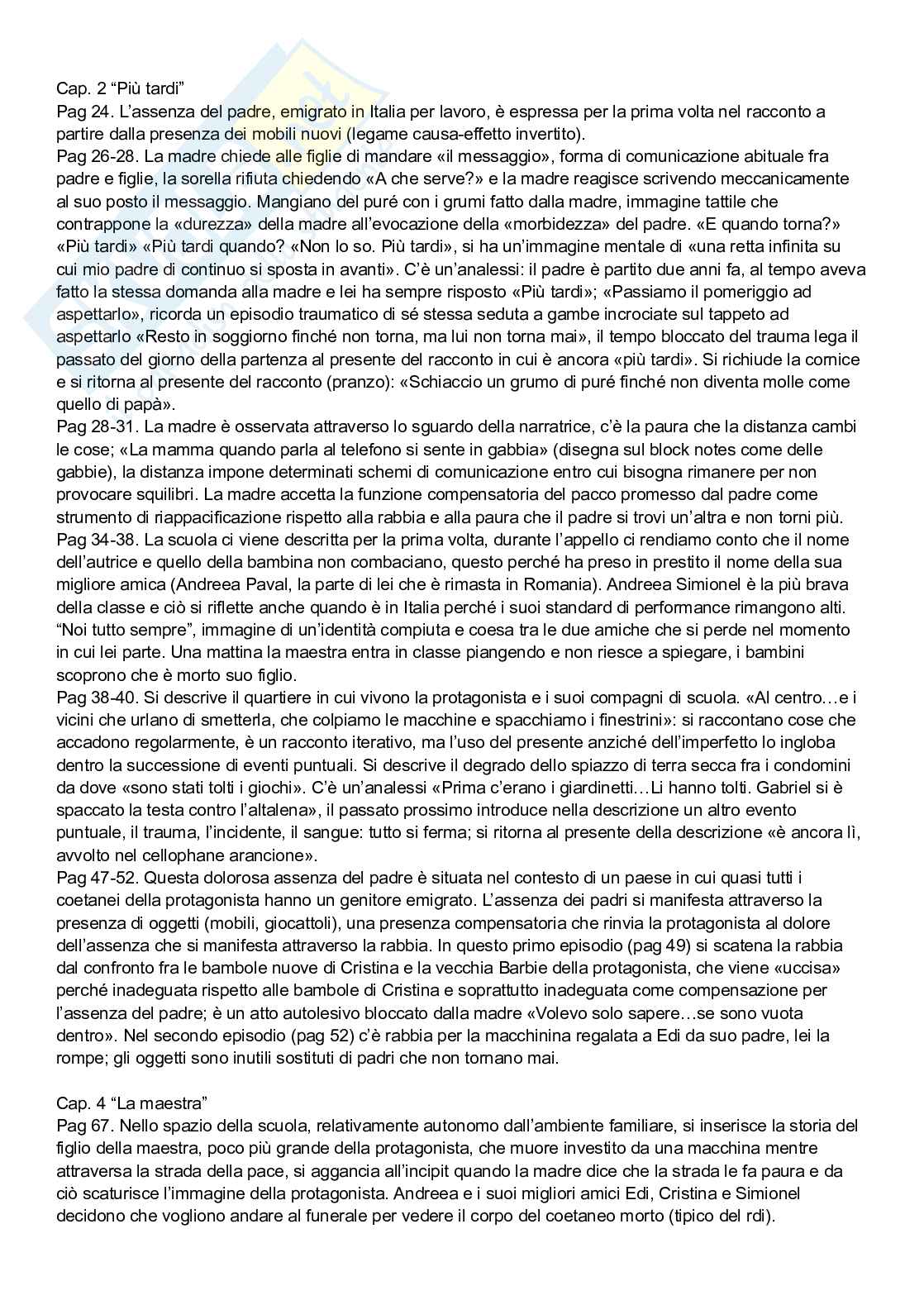 Riassunto esame Letterature comparate, Prof. Carmagnani Paola, libro consigliato Che cos’è la narrazione, Male a Est, Eva dalle sue rovine, Beloved, Bernardelli, Simionel, Devi, Morrison  Pag. 26