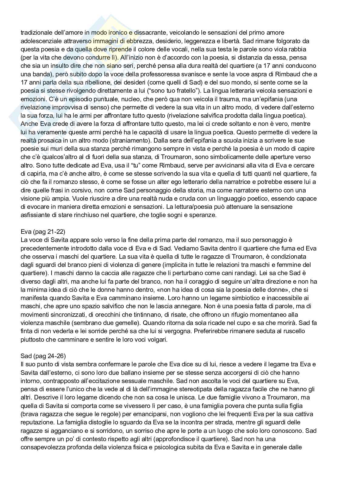 Riassunto esame Letterature comparate, Prof. Carmagnani Paola, libro consigliato Che cos’è la narrazione, Male a Est, Eva dalle sue rovine, Beloved, Bernardelli, Simionel, Devi, Morrison  Pag. 46