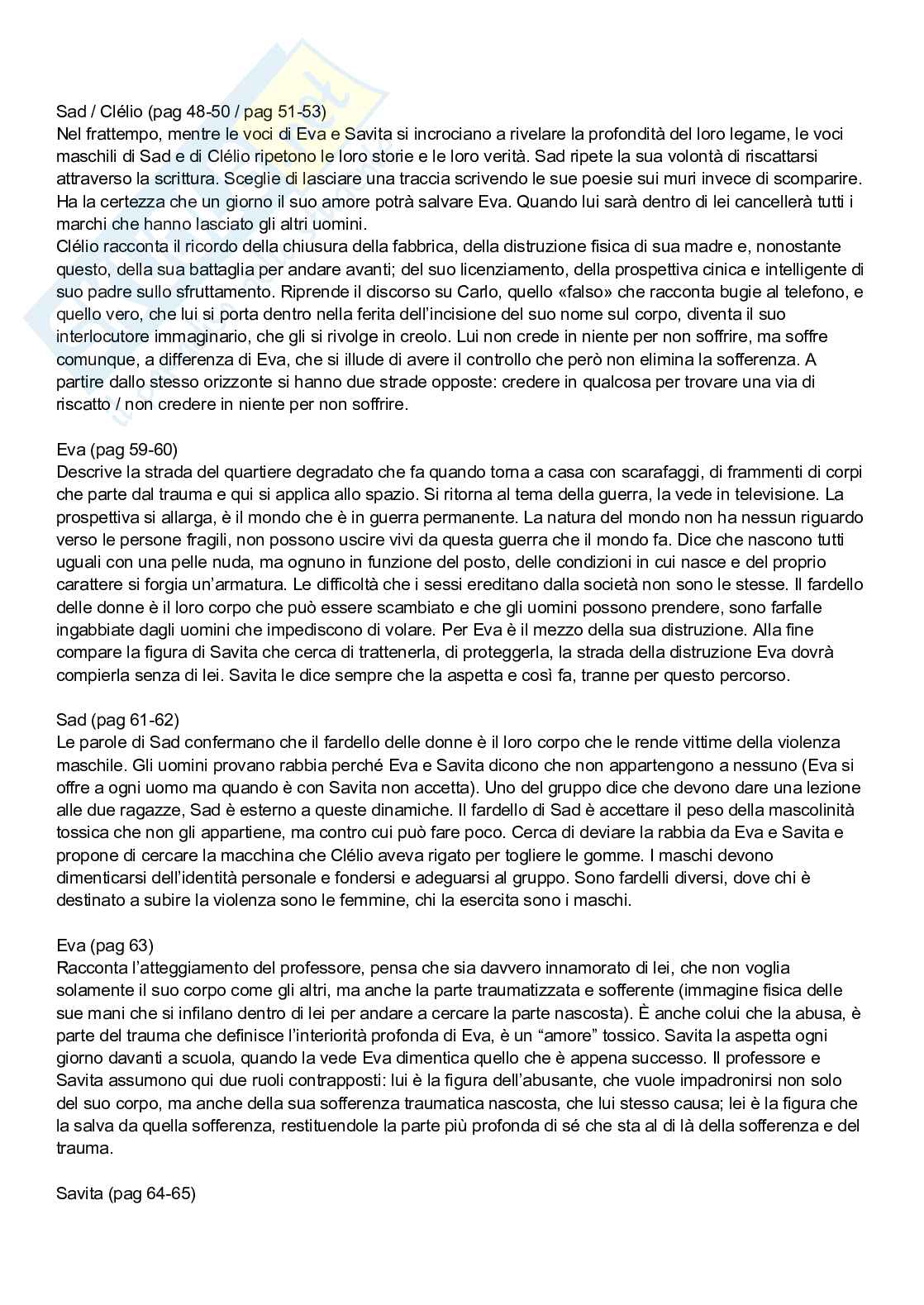 Riassunto esame Letterature comparate, Prof. Carmagnani Paola, libro consigliato Che cos’è la narrazione, Male a Est, Eva dalle sue rovine, Beloved, Bernardelli, Simionel, Devi, Morrison  Pag. 51