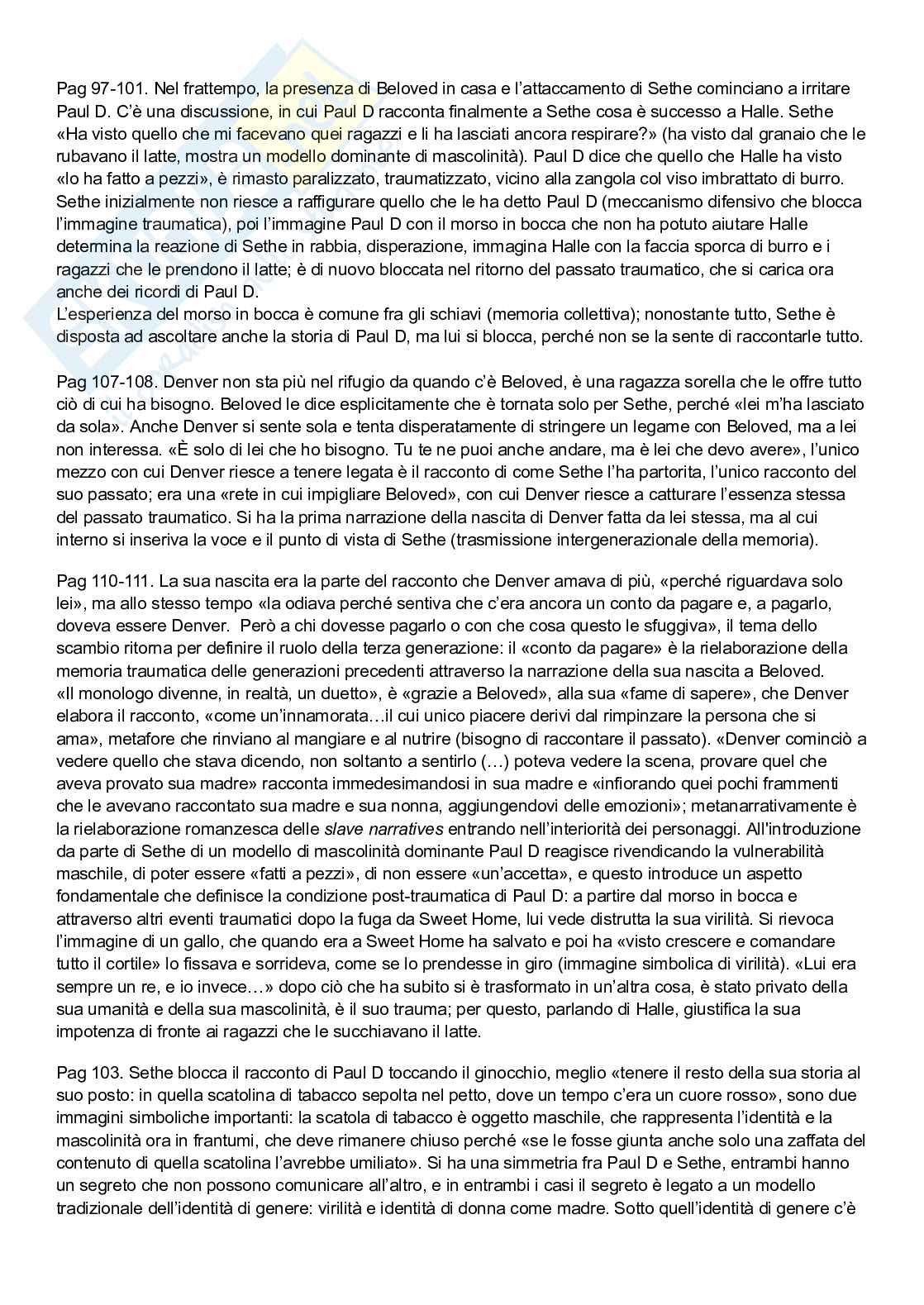 Riassunto esame Letterature comparate, Prof. Carmagnani Paola, libro consigliato Che cos’è la narrazione, Male a Est, Eva dalle sue rovine, Beloved, Bernardelli, Simionel, Devi, Morrison  Pag. 71