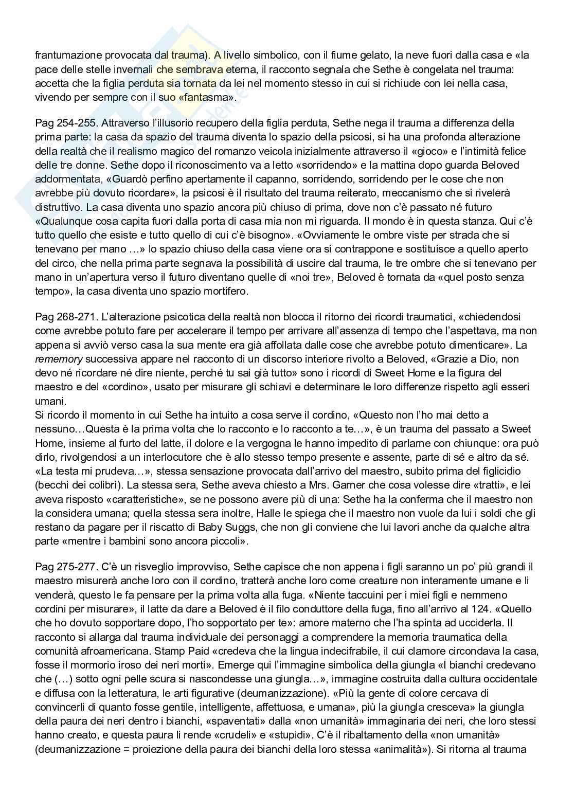 Riassunto esame Letterature comparate, Prof. Carmagnani Paola, libro consigliato Che cos’è la narrazione, Male a Est, Eva dalle sue rovine, Beloved, Bernardelli, Simionel, Devi, Morrison  Pag. 76