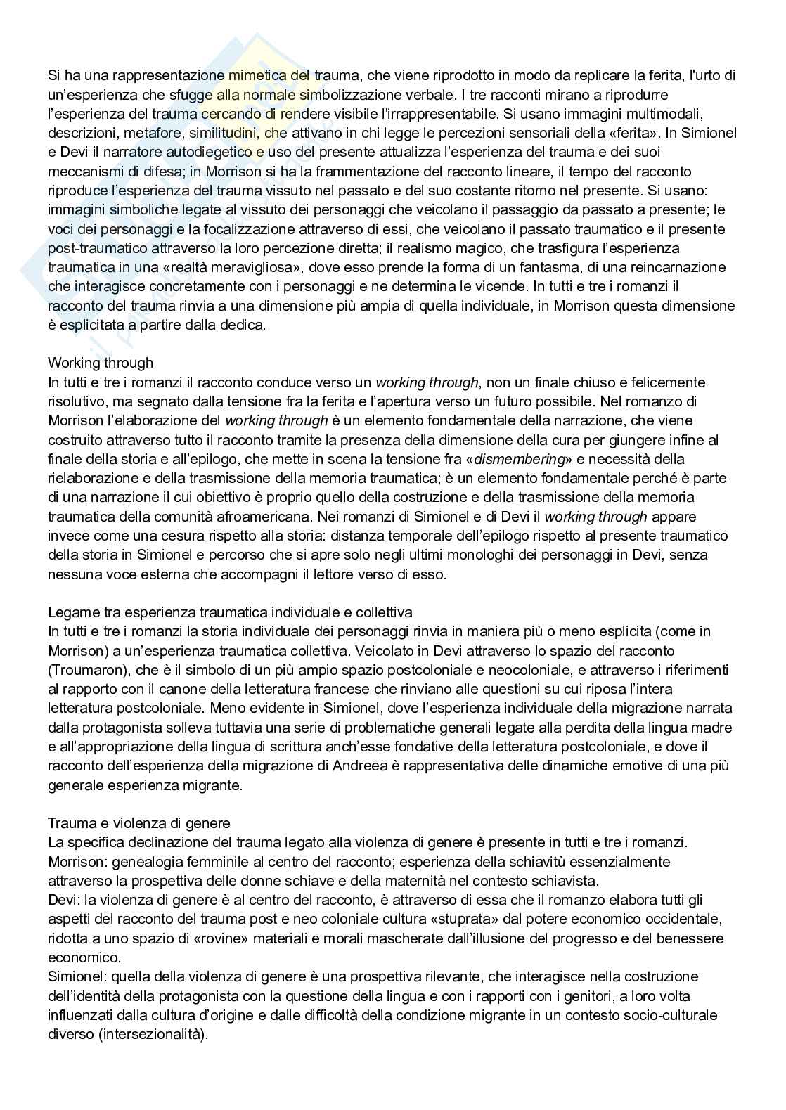 Riassunto esame Letterature comparate, Prof. Carmagnani Paola, libro consigliato Che cos’è la narrazione, Male a Est, Eva dalle sue rovine, Beloved, Bernardelli, Simionel, Devi, Morrison  Pag. 81