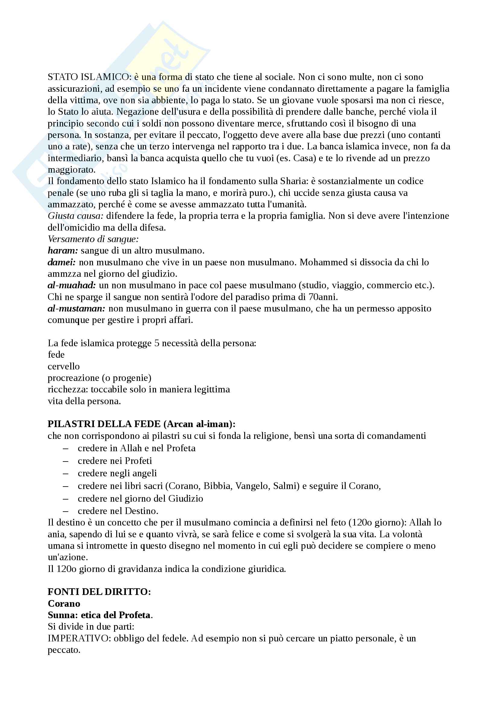 Diritto ecclesiastico comparato: islam Pag. 2