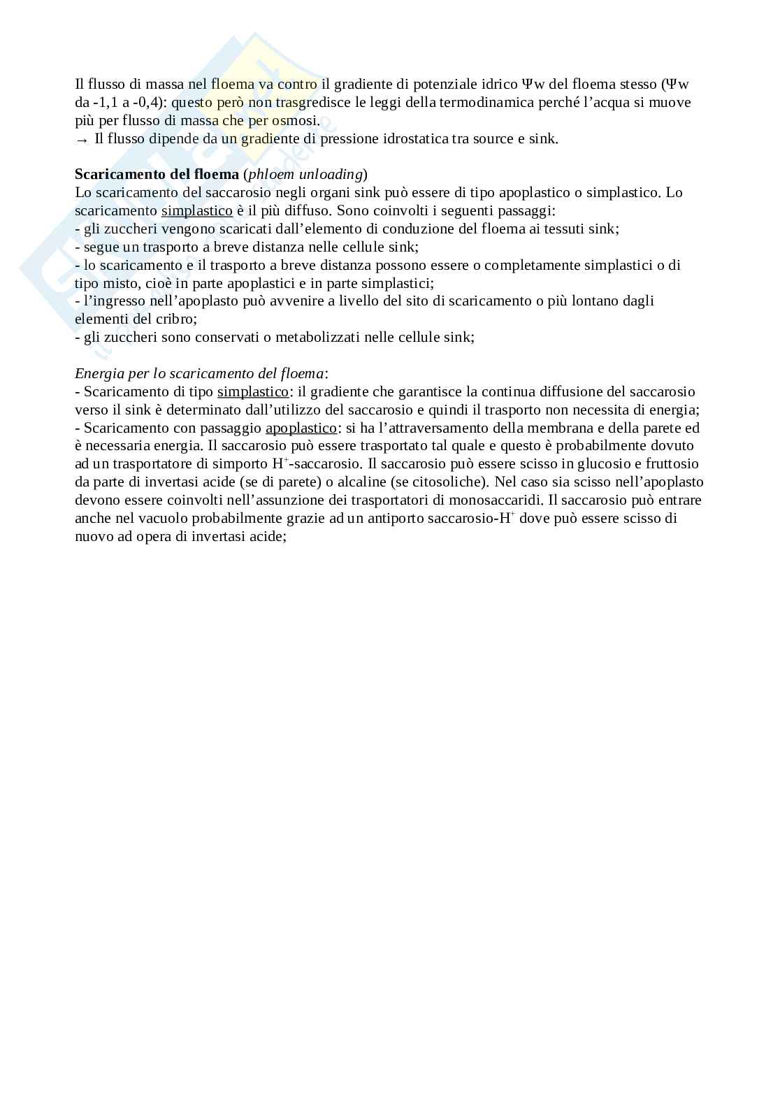 Riassunto esame Fisiologia generale, Prof. De Marchis Francesca, libro consigliato Elementi di Fisiologia Vegetale, N. Rascio Pag. 36