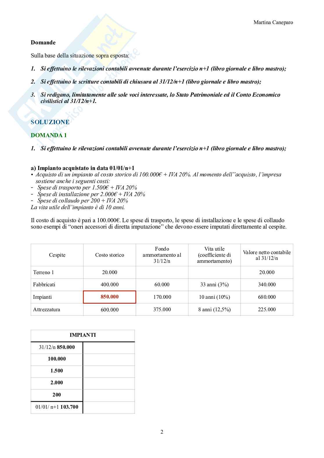 Ragioneria – Parte 2 – Esercizi svolti con scritture in partita doppia Pag. 2